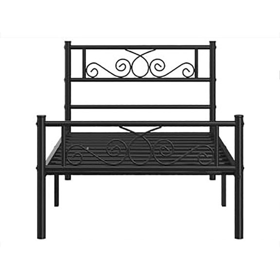 Twin Bed Frames Metal Platform Bed with Headboard and Footboard No Box Spring Needed Easy Assembly,Ground Clearance: 12.6'', Black