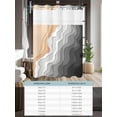 thumbnail image 6 of No Hook Cloth Fabric Shower Curtain with Snap in Liner, Grey Geometric Beach Waterproof Shower Curtains Set with See Through Top Window, Ombre Waves Moire Abstract Art Bath Curtains Shower 48"x72", 6 of 6