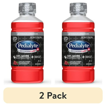 (2 pack) Pedialyte AdvancedCare Plus Electrolyte Drink, Chilled Cherry Pomegranate, 1 Liter