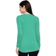 thumbnail image 4 of eloria Women's T-Shirt Round Neck Solid Color Plain Full Sleeve T-Shirt Color: Green | Size: 2XL, 4 of 7