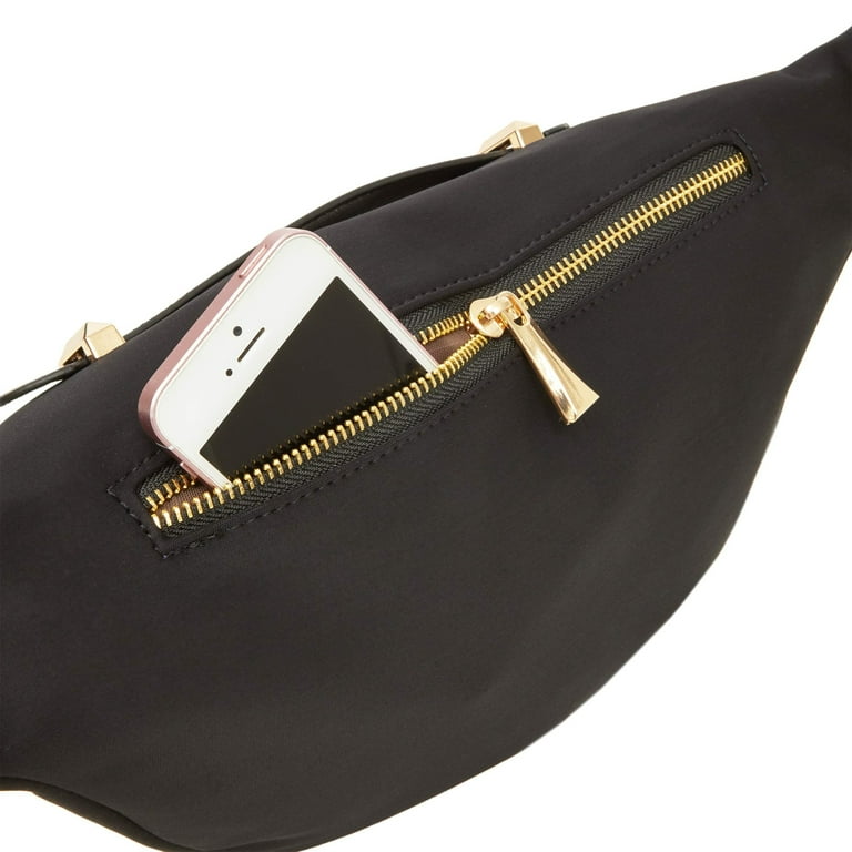 Zodaca Black Oversized Fanny Pack, Plus Size Crossbody Bag with Adjustable Belt Straps, Fits 42-54 inch Waist