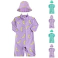 thumbnail image 5 of Odeerbi 6M-2Y Traje de Baño de Manga Larga Con Gorro de Baño Para Niñas Y Niños Traje de Baño de Entrenamiento de Surf de Una Pieza, 5 of 5