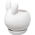 thumbnail image 1 of Decorative Bunny Rabbit Design White Mini Ceramic Plant Flower Pot Succulent Planter W/Saucer, 1 of 5