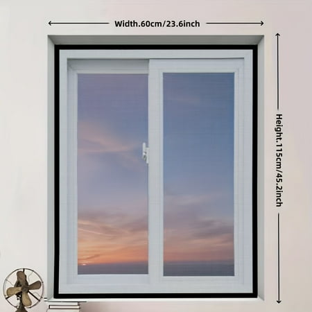 

KJGGU 1pc Fly Mosquito Window Net Width (23.6inch-33.4inch) Height (33.4inch-59inch) Black Gauze With Adhesive Accessories