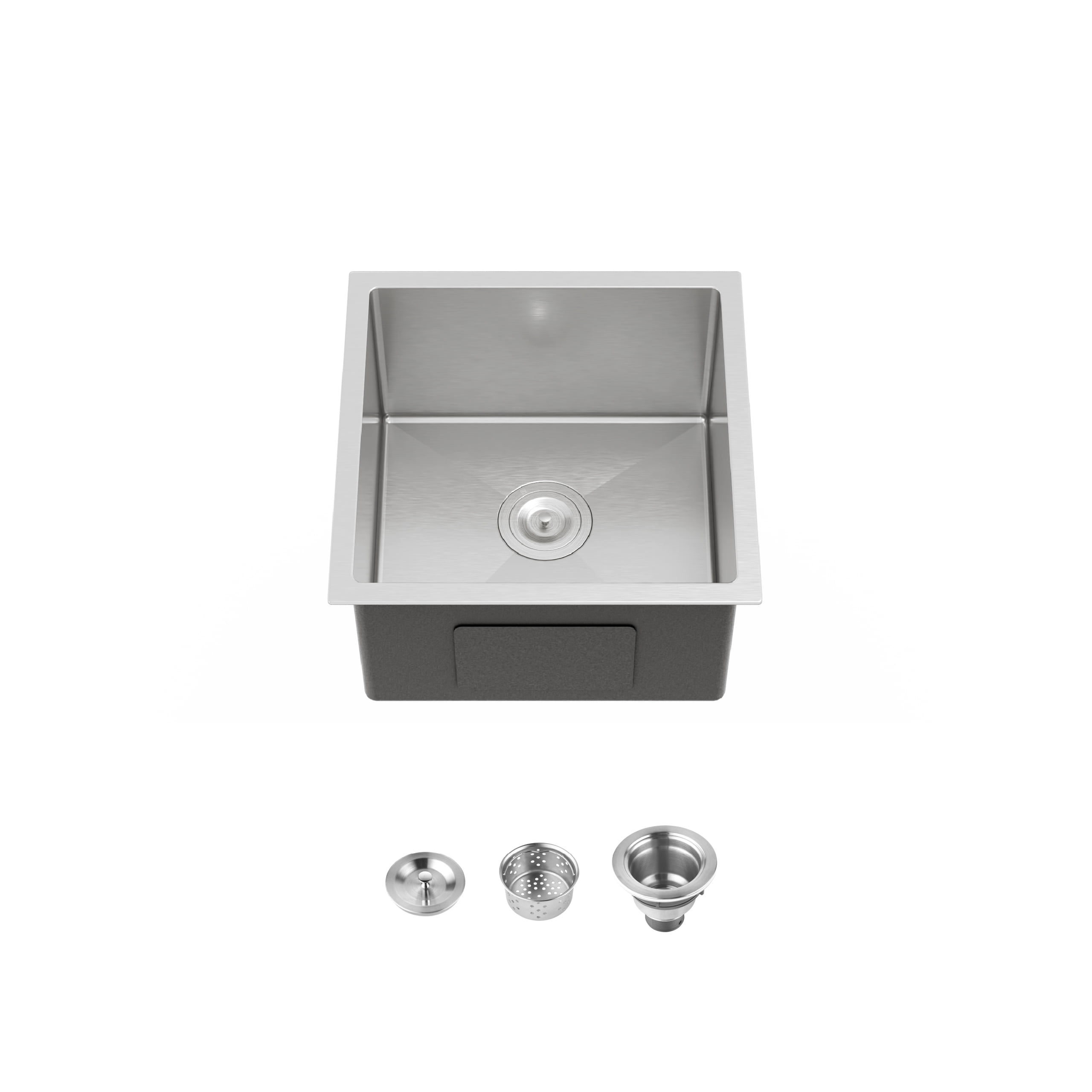 18-in Undermount Stainless Steel Kitchen Sink Single Bowl 16 Gauge Brushed Nickel Handmade Sink with Drain And Hooks
