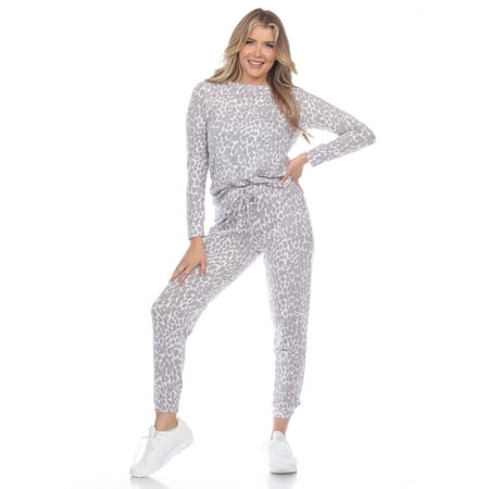 

White Mark Women s and Women s Plus 2 Piece Leopard Lounge Set