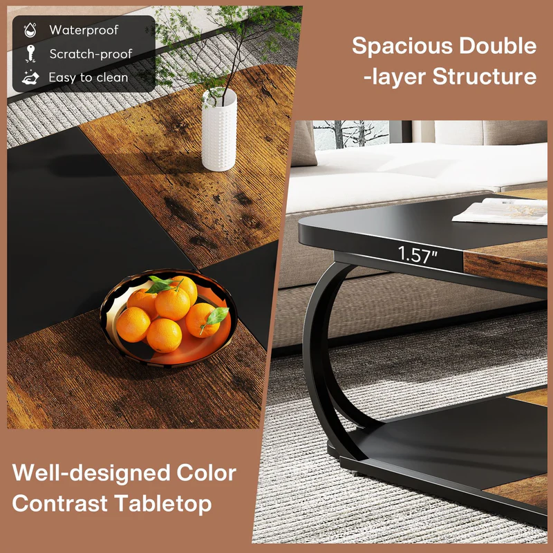 MAYEERTY 39" Versatile Square Coffee Table Smooth Surface Easy to Clean for Living Room