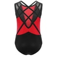 thumbnail image 3 of YUUMIN Kids Girls Sleeveless Gymnastics Leotard Sparkly Dance Bodysuit Cross Back Shiny Ballet Dancewear Red 10, 3 of 4