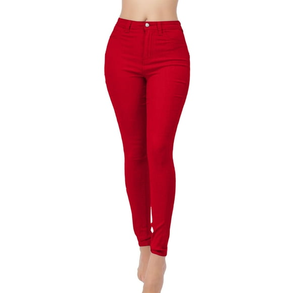 Women Summer Pants Spring Summer Thin Breathable Fashion Jeans Casual Trousers Pants Women Cargo Pants Red L