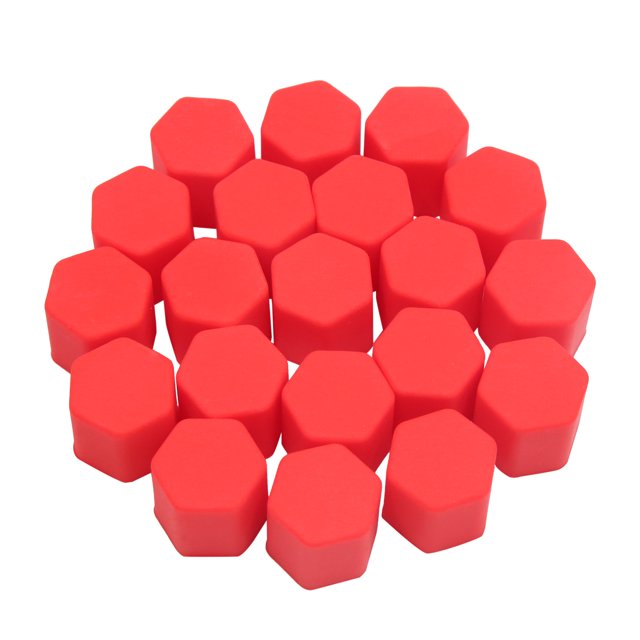 20Pcs 17mm Cubiertas de cubo de perno de tuerca de rueda de silicona roja Tapas de cubo de tornillo