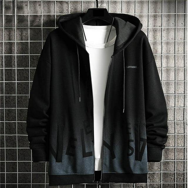 MHFRRA Chandails à Capuche Homme Hommes Automne et Hiver Mode Décontractée Manches Longues Lettre Fermeture Éclair Chandail à Capuche TG