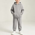 thumbnail image 3 of WAVSUF Boys Hoodie Sets 2 Piece, with Pockets Long Sleeve Fleece Pullover and Joggers Fall Casual Cotton Outfits Gray 7-8, 3 of 10