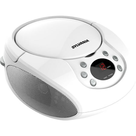 Sylvania Portable Cd Player & AM/FM Radio Tuner Mega Bass Reflex Boombox Sound System Plus 6ft Aux Cable to Connect Any Ipod, Iphone or Mp3 Digital Audio