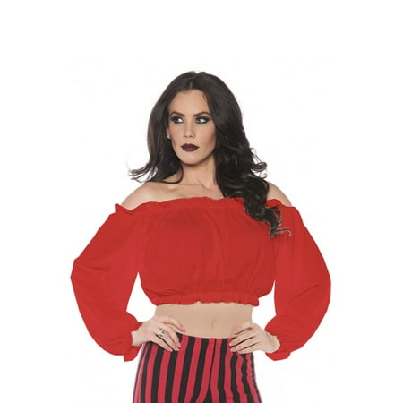 Pirate Crop Top Blouse Red Adult Costume