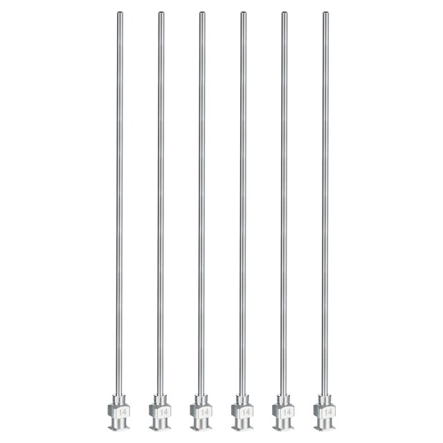 Unique Bargains 6 Pcs 14G 5 Inch Blunt Tip Dispensing Needle with Lure Lock for Refilling Liquid Inks Adhesives