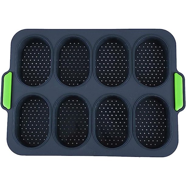 Chikanb Bandeja para Hornear Mini Baguette, Bandeja para Baguette, Sartén Perforada Antiadherente - Bandeja para Pan Crujiente, Utensilios para Hornear DIY de Silicona para Hornear en la Cocina, 34CM TUNC Sencillez