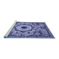 thumbnail image 2 of Ahgly Company Machine Washable Indoor Round Abstract Blue Modern Area Rugs, 5' Round, 2 of 4