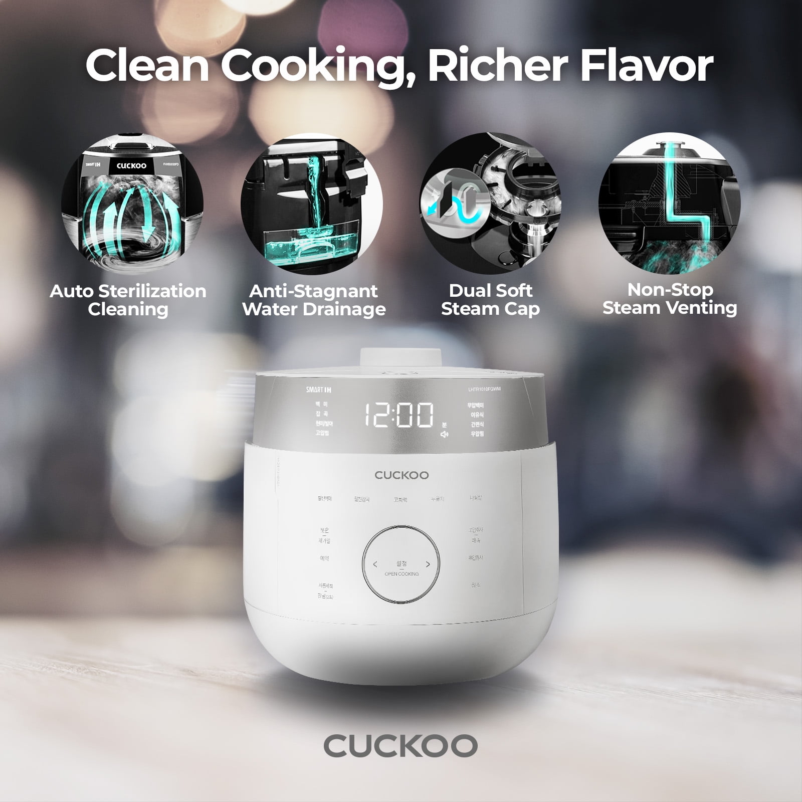 CUCKOO Twin Pressure Rice Cooker 10-Cup Uncooked / 20-Cup Cooked with Induction Heating Technology, 25 Menu Modes with Voice Guide, Large Rice Maker Multi-Cooker & Pressure Cooker (CRP-LHTR1009FW)