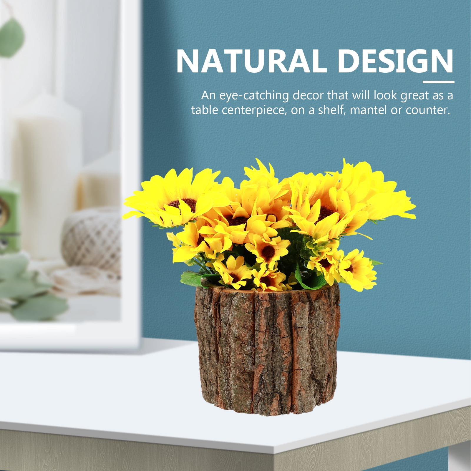 6pcs Natural Bark Flower Pot Decorative Wood Log Planter Rustic Planter Pot Balcony Garden Decoration ( 10cm )