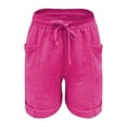 thumbnail image 5 of Shorts For Women Women's Fashionable And Casual Solid Color Elastic Waist Cotton Linen Sports Five Point Pants Shorts, 5 of 5
