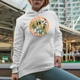 thumbnail image 2 of Stand Tall & Face the Sun with Retro Sunflower & Butterfly Art Merch Gift, White Hooded Sweatshirt or Hoodie, Medium, 2 of 5