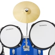 Gammon Percussion 5pc Junior Drum Set - Beginner Kit with Stool & Stands - Blue