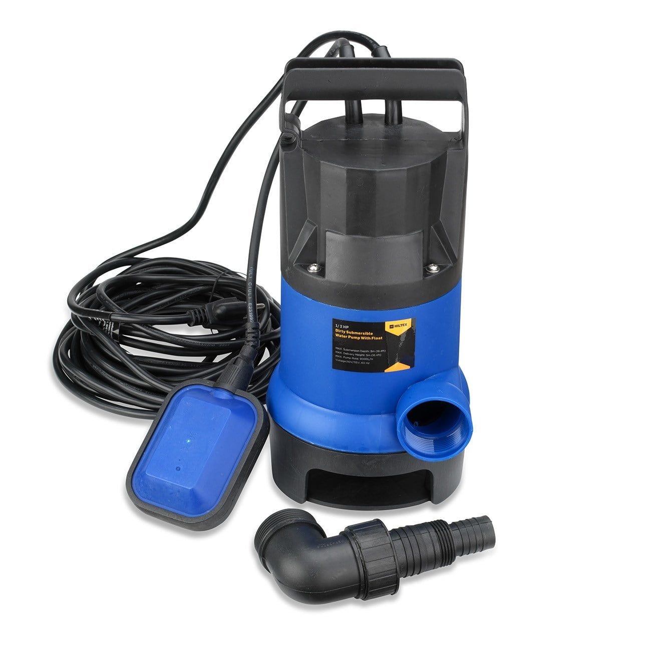 Hiltex Submersible Water Pump | 1 2 HP 2000GPH Clean Clear Dirty Pool Pond Flood Drain by Neiko