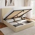 thumbnail image 1 of Einhomn Queen Size Lift Up Storage Bed With Wingback Headboard, Upholstered Platform Bed Frame With Hydraulic Storage, Linen Fabric, No Box Spring Needed,Beige, 1 of 9