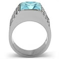 thumbnail image 3 of High polished (no plating) Stainless Steel Ring with Synthetic Synthetic Glass in Sea Blue for Women Sea Blue Stone Color Style TK394 Size 7, 3 of 4