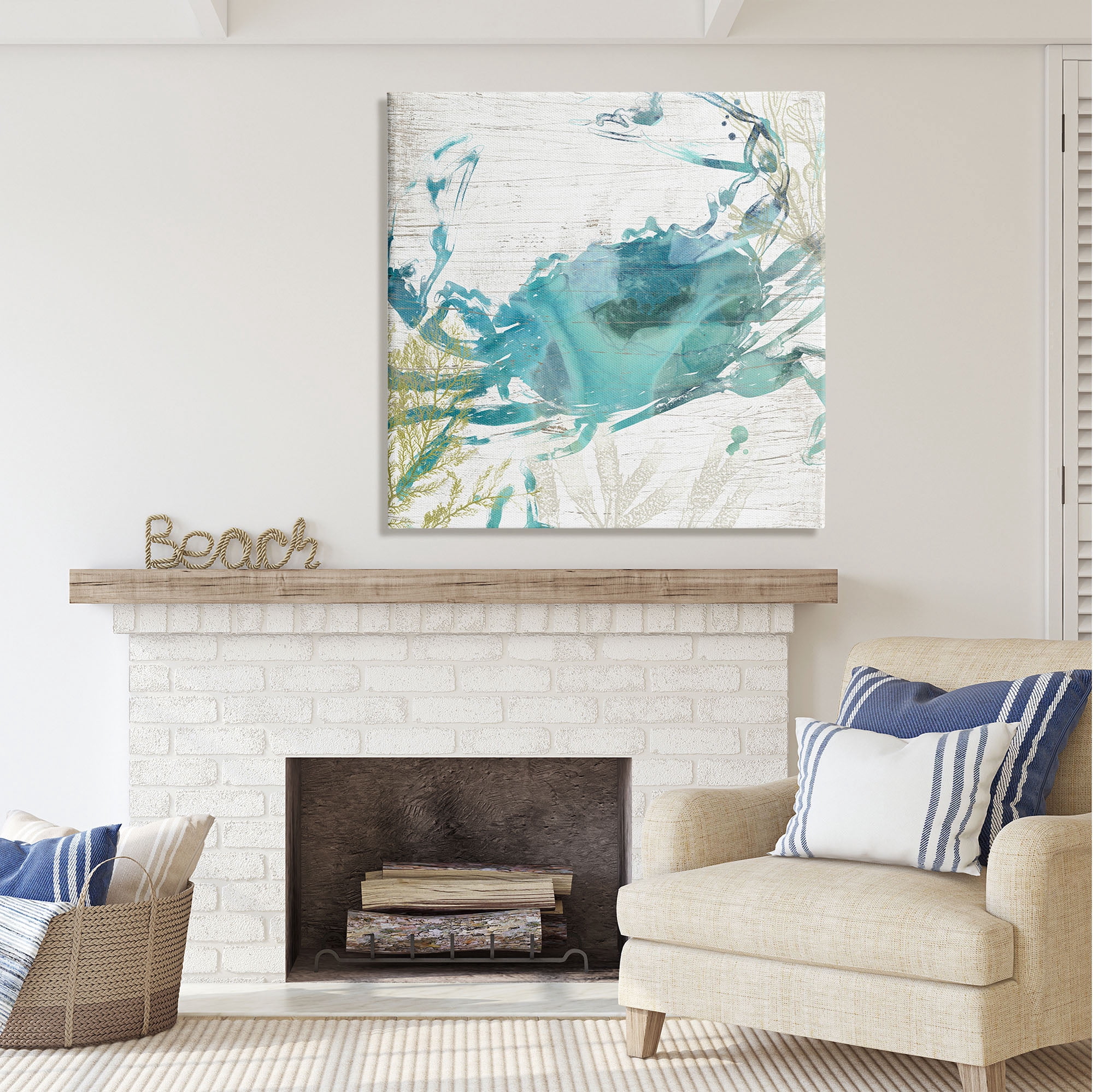 Stupell Industries Rustic Blue Crab Abstract Animals & Insects Painting Gallery Wrapped Canvas Print Wall Art, 36 x 36
