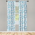 thumbnail image 5 of Ambesonne Ocean Life Window Curtains, Sketch of Dolphins, Each 28" W x 84" L, Turquoise White, 5 of 5