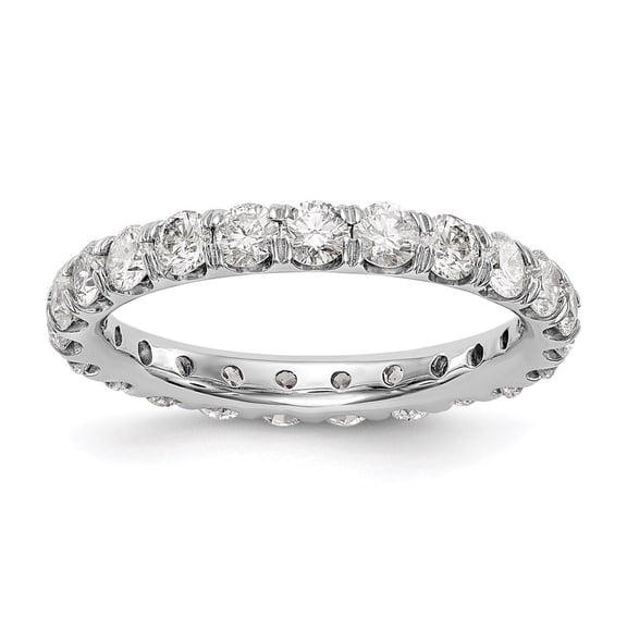 14K White Gold Ring Band Eternity Diamond Round Polished U Shared Prong 2ct , Size 8