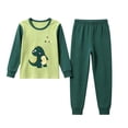thumbnail image 2 of Cethrio Boys Cotton Pajama Sets, Crew Neck 2 Piece Long Sleeve Soft Boys' Sleepwear Green Size 2-3T, 2 of 6