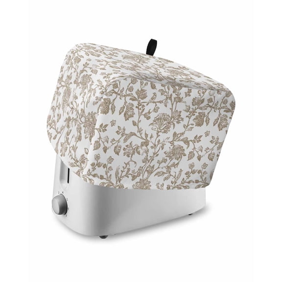 Toaster Cover 4 Slice Khaki Pastoral Flower Toaster Oven Cover with Pockets Farmhouse Floral Dustproof Bakeware Protector Small Kitchen Appliance Dust Covers and Fingerprint Protection