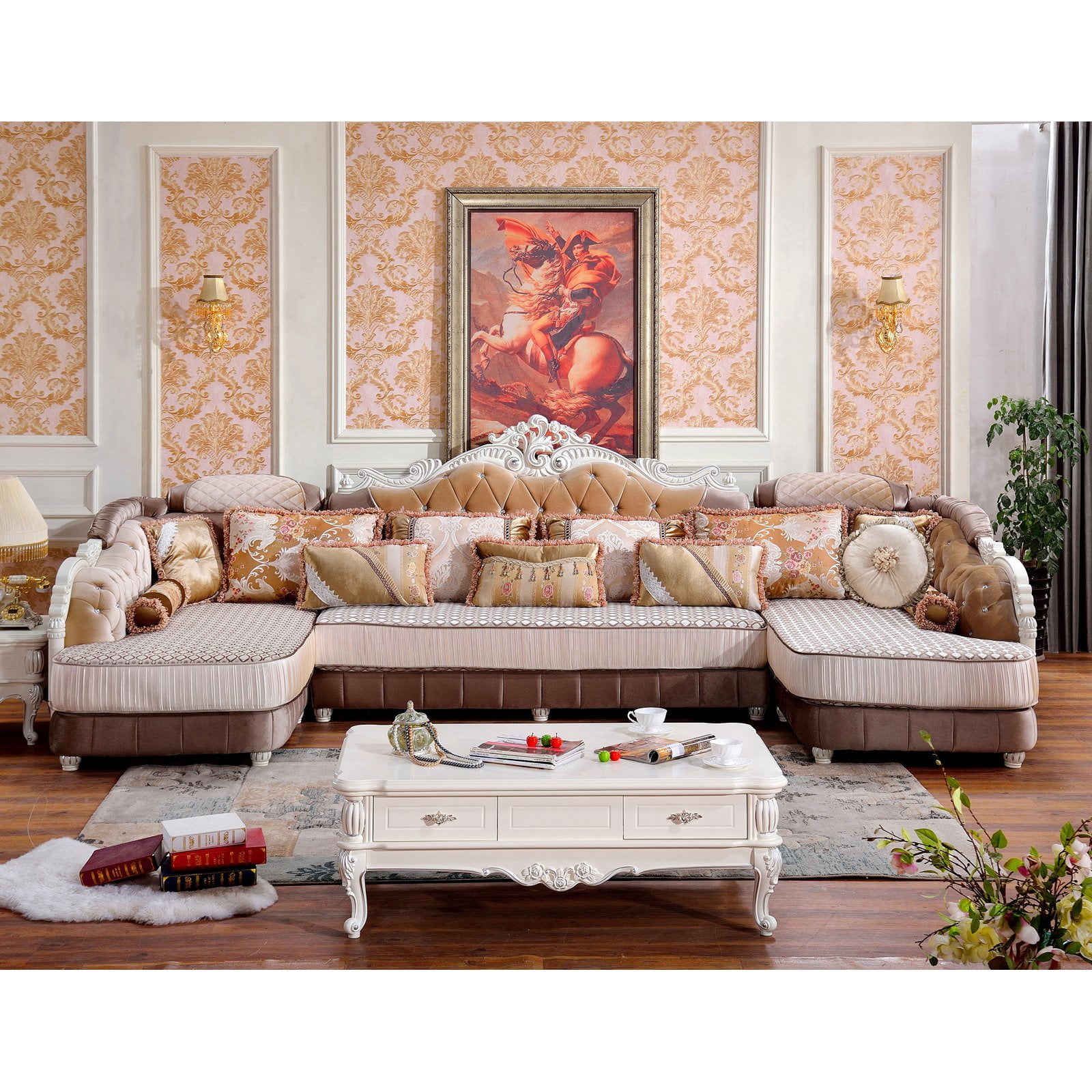 Meridian Furniture Inc Zarah 3 Piece Sectional Sofa With Pillows Walmartcom Walmartcom