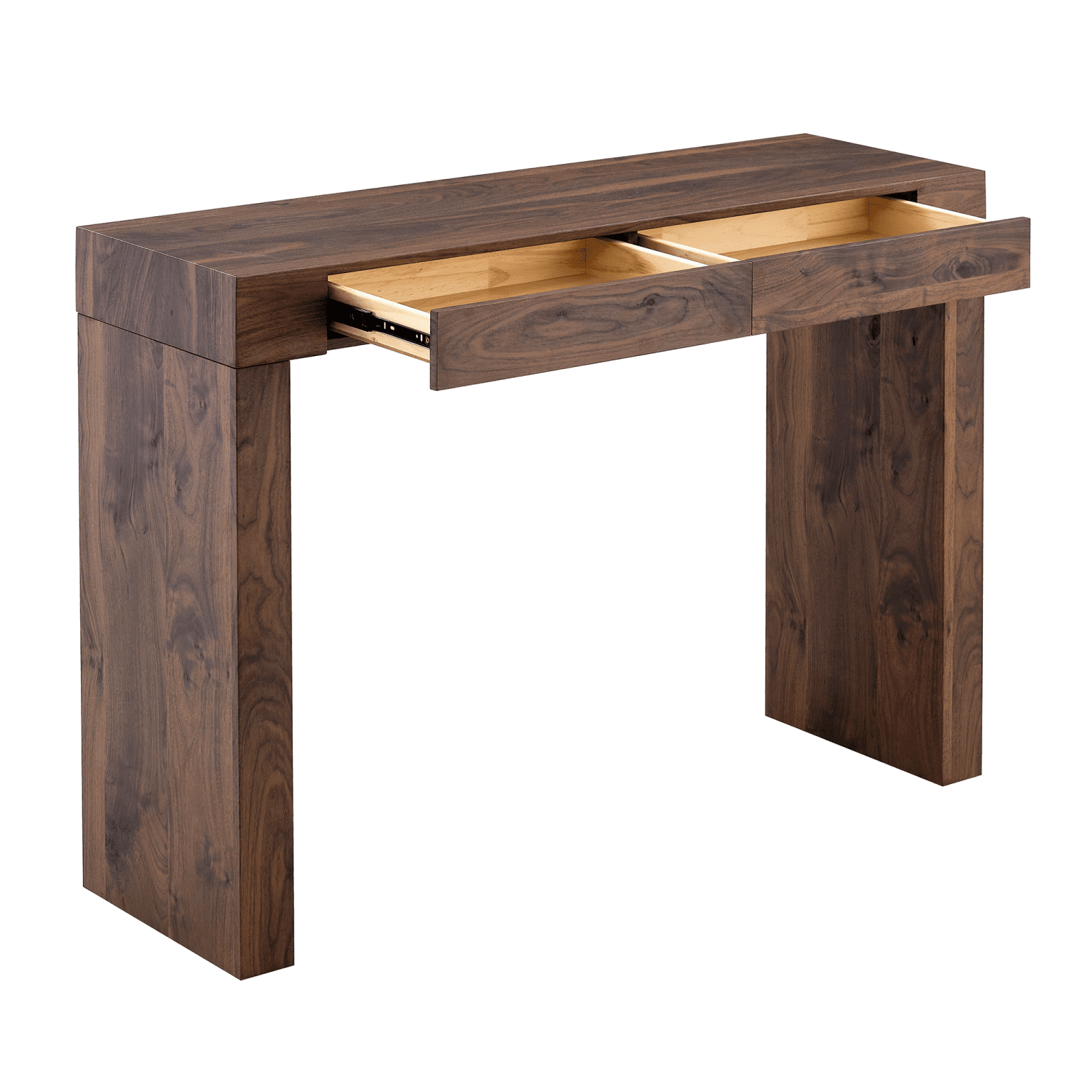 Youmumeub Modern Walnut Console Table & Desk, 50 Inch Narrow Entryway Table with Storage Drawers, High Standing Computer Desk for Home Office & Hallway, Natural