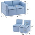 thumbnail image 2 of YYEAN –Sofa, 2-in-1 Double Set Sofa Convert to Table & 2 Chairs, Couch Armrest Chair with Storage Box -Sky Blue, 2 of 9