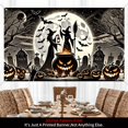 thumbnail image 5 of 1 piece, Halloween banner background decoration, 2D flat witch silhouette and pumpkin pattern background wall hanging decoration banner, party supplies, indoor/outdoor party decoration, entrance pass, 5 of 6