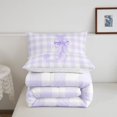 thumbnail image 5 of Manfei Grid Themed Alphabet J Pattern Queen Comforter Set,Purple Girly Bow Knot Comforter Sets Queen,Reversible,3pcs,1 Comforter and 2 Pillowcases, 5 of 7