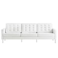 thumbnail image 5 of Tufted Sofa Couch, White, Vegan Leather, Living Kitchen Cafe Bistro Hospitality Restaurant, Modern Contemporary HB36910, 5 of 9