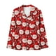 thumbnail image 4 of Puntoco Pijama de mujer con cuello en V y manga larga con estampado navideño para otoño e invierno, 4 of 5