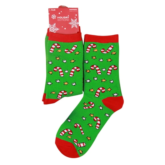 No Show Socks WomensGreenHoliday‑printed Cotton Mid‑calf SocksRunning Socks1‑Pair