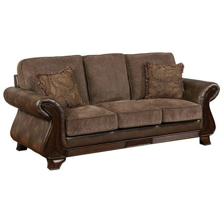 Furniture Of America Ramo Faux Leather Sofa In Brown Furniture Of America Ramo Faux Leather Sofa In Brown