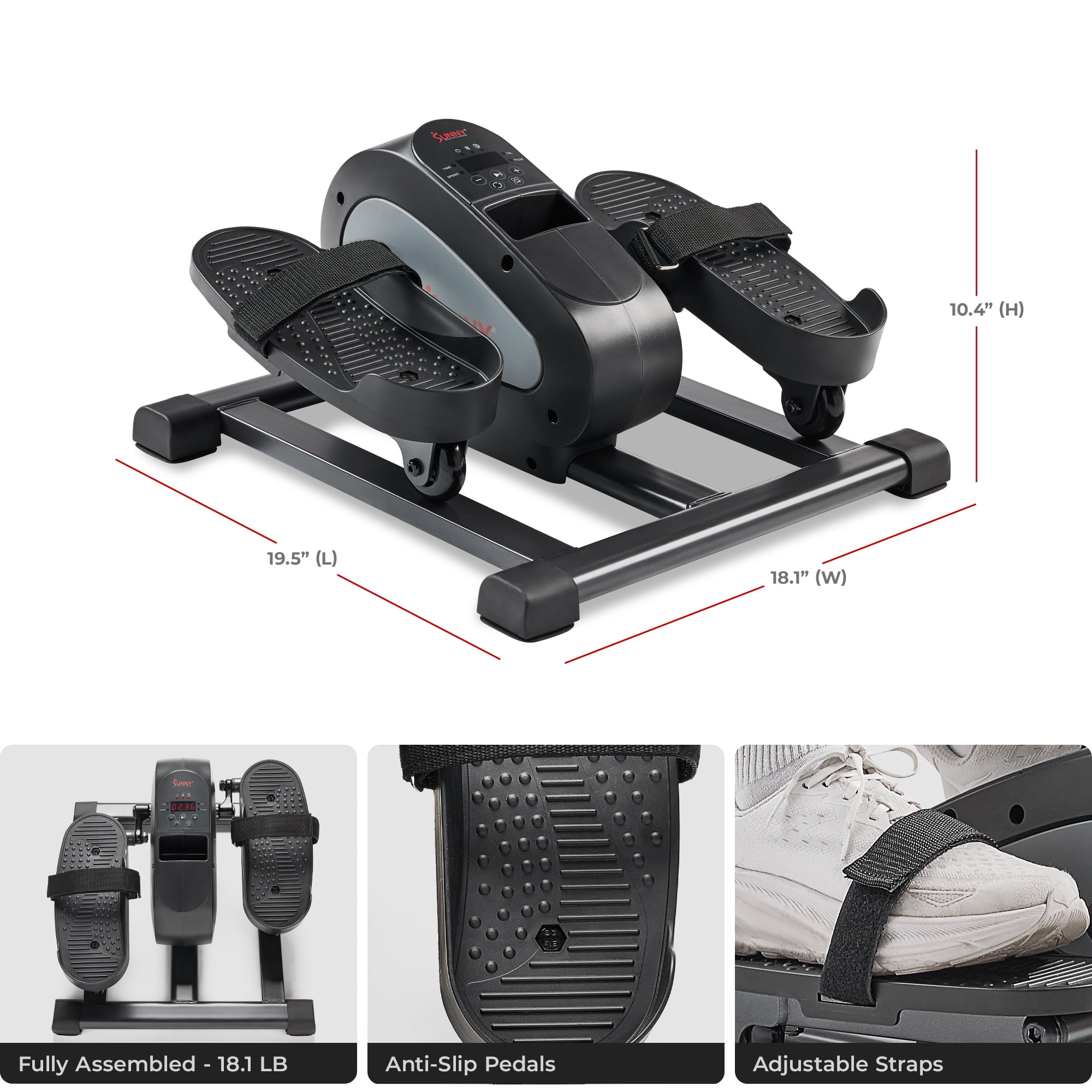 Sunny Health & Fitness Elliptical Trainer, Standard Motorized Mini with Free SunnyFit App