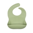 thumbnail image 2 of Juego de 3 lindos baberos de silicona para bebés y niños pequeños (10-72 meses) impermeables, suaves, unisex, no ensucian (marrón/azul/verde), 2 of 5