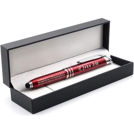 John 3:16 Religious Bible Gift Pen with Illuminated Writing Tip and Stylus - Christian Catholic Inspirational Faith Bible Products Journal Accessories for Men Women Pastors Ministers