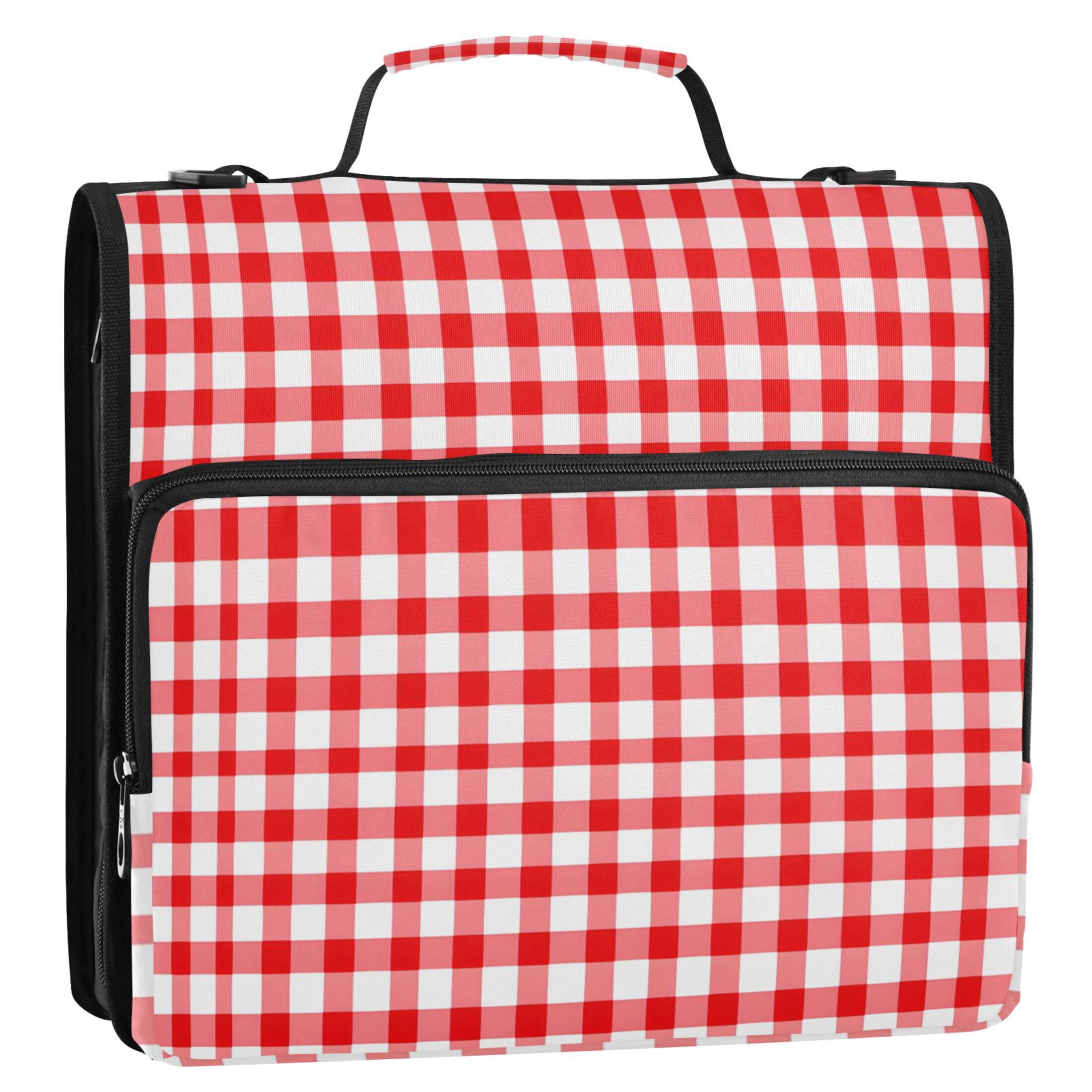 ALAZA Zipper Binder Checkered Grid-d3 3 Ring Trapper Keeper File Folder Organizer Bag