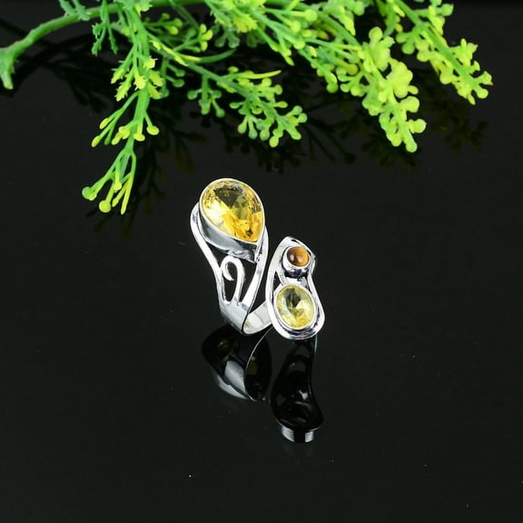 Natural Citrine Gemstone Handmade 925 Sterling Silver Gift Ring Size 6
