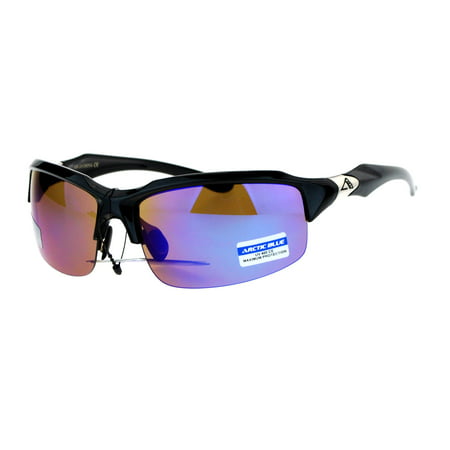 Arctic Blue Bluetech Mirrored Lens Baseball Half Rim Sport Sunglasses