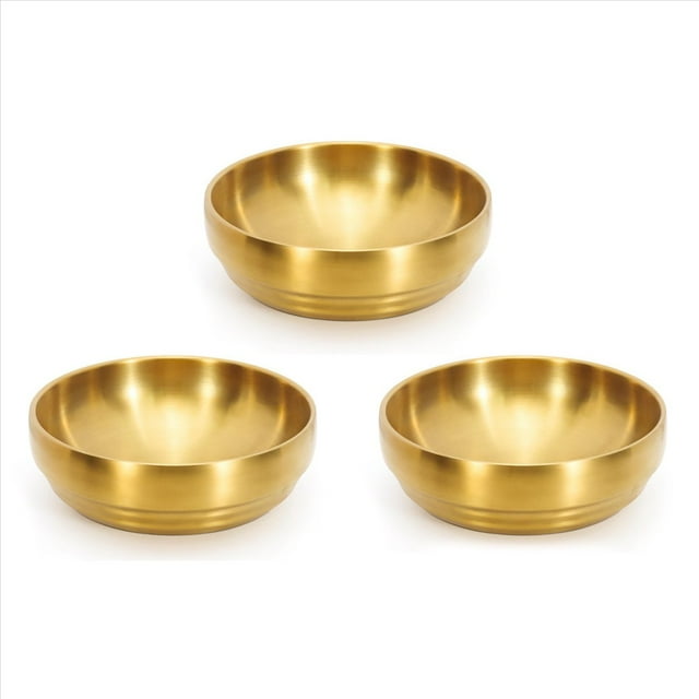 3X Tazón de Sopa Grande de Acero Inoxidable Dorado de 7,3 Pulgadas, de Sashimi de Doble Pared de 35 Onzas, Tazón Irrompible para Restaurante en Casa